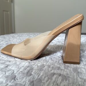 Nude vinyl mules